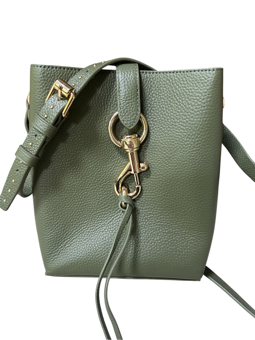 Rebecca Minkoff Megan Mini Feed Bag Crossbody Olive Green Pebbled Leather